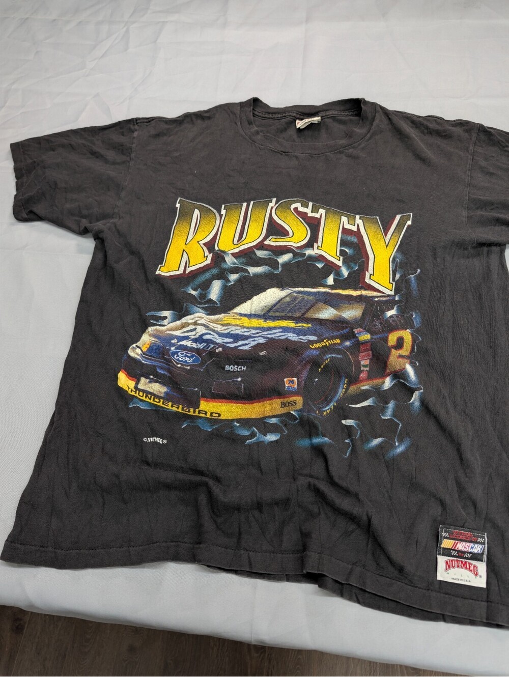 Rusty Wallace Shirt Nutmeg Miller Draft NASCAR Tee XL 90s